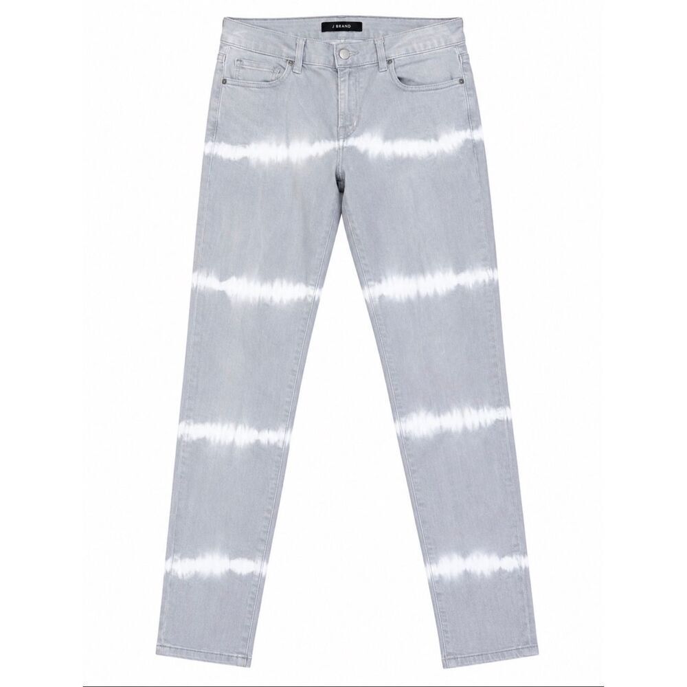 J Brand Gray White Tie Dye Skinny Jeans Stretch Designer Denim SZ 32